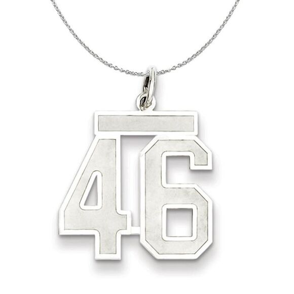 Sterling Silver, Jersey Collection, Medium Number 46 Necklace - 24 In - Picture 1 of 8